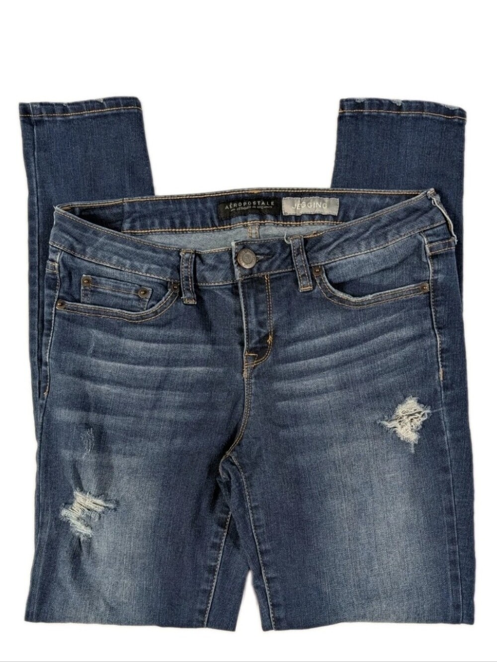 Aeropostale Jeans Womens 6 Reg Jeggings Blue Distressed Stretch Denim